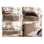 Łóżko kontynentalne TILIANO 90x200 - H3 - brązowy, sztruks - strona lewa - topper T25