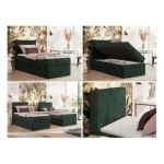 Łóżko kontynentalne TILIANO 90x200 - H3 - ciemnozielony, sztruks - strona lewa - topper T25