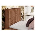 Łóżko kontynentalne TILIANO 90x200 - H3 - pomarańczowy, sztruks - strona lewa - topper T25