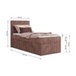 Łóżko kontynentalne TILIANO 90x200 - H3 - różowy, sztruks - strona lewa - topper T25