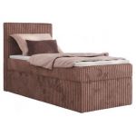 Łóżko kontynentalne TILIANO 90x200 - H3 - różowy, sztruks - strona lewa - topper T25