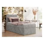 Łóżko kontynentalne TILIANO 90x200 - H3 - jasnoszary, sztruks - strona lewa - topper T25