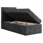 Łóżko kontynentalne TILIANO 90x200 - H3 - ciemnoszary, sztruks - strona lewa - topper T25