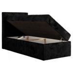 Łóżko kontynentalne TILIANO 90x200 - H3 - czarny, sztruks - strona lewa - topper T25