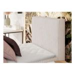 Łóżko kontynentalne TILIANO 90x200 - H3 - beżowy, sztruks - strona prawa - topper T25