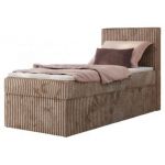 Łóżko kontynentalne TILIANO 90x200 - H3 - brązowy, sztruks - strona prawa - topper T25