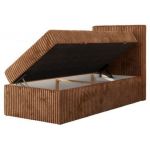 Łóżko kontynentalne TILIANO 90x200 - H3 - pomarańczowy, sztruks - strona prawa - topper T25