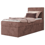 Łóżko kontynentalne TILIANO 90x200 - H3 - różowy, sztruks - strona prawa - topper T25