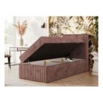 Łóżko kontynentalne TILIANO 90x200 - H3 - różowy, sztruks - strona prawa - topper T25