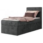 Łóżko kontynentalne TILIANO 90x200 - H3 - ciemnoszary, sztruks - strona prawa - topper T25