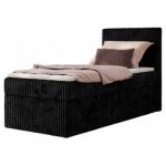Łóżko kontynentalne TILIANO 90x200 - H3 - czarny, sztruks - strona prawa - topper T25