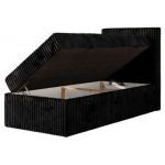 Łóżko kontynentalne TILIANO 90x200 - H3 - czarny, sztruks - strona prawa - topper T25