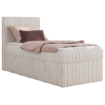 Łóżko kontynentalne TILIANO 90x200 - H4 - beżowy, sztruks - strona lewa - topper T25