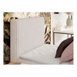 Łóżko kontynentalne TILIANO 90x200 - H4 - beżowy, sztruks - strona lewa - topper T25