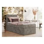 Łóżko kontynentalne TILIANO 90x200 - H4 - jasnobrązowy, sztruks - strona lewa - topper T25