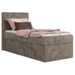 Łóżko kontynentalne TILIANO 90x200 - H4 - jasnobrązowy, sztruks - strona lewa - topper T25