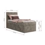 Łóżko kontynentalne TILIANO 90x200 - H4 - jasnobrązowy, sztruks - strona lewa - topper T25