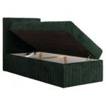 Łóżko kontynentalne TILIANO 90x200 - H4 - ciemnozielony, sztruks - strona lewa - topper T25