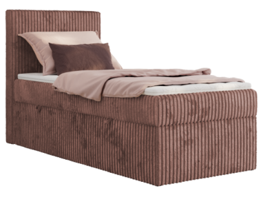 Łóżko kontynentalne TILIANO 90x200 - H4 - różowy, sztruks - strona lewa - topper T25