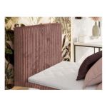 Łóżko kontynentalne TILIANO 90x200 - H4 - różowy, sztruks - strona lewa - topper T25