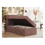 Łóżko kontynentalne TILIANO 90x200 - H4 - różowy, sztruks - strona lewa - topper T25