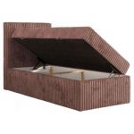 Łóżko kontynentalne TILIANO 90x200 - H4 - różowy, sztruks - strona lewa - topper T25