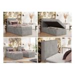 Łóżko kontynentalne TILIANO 90x200 - H4 - jasnoszary, sztruks - strona lewa - topper T25