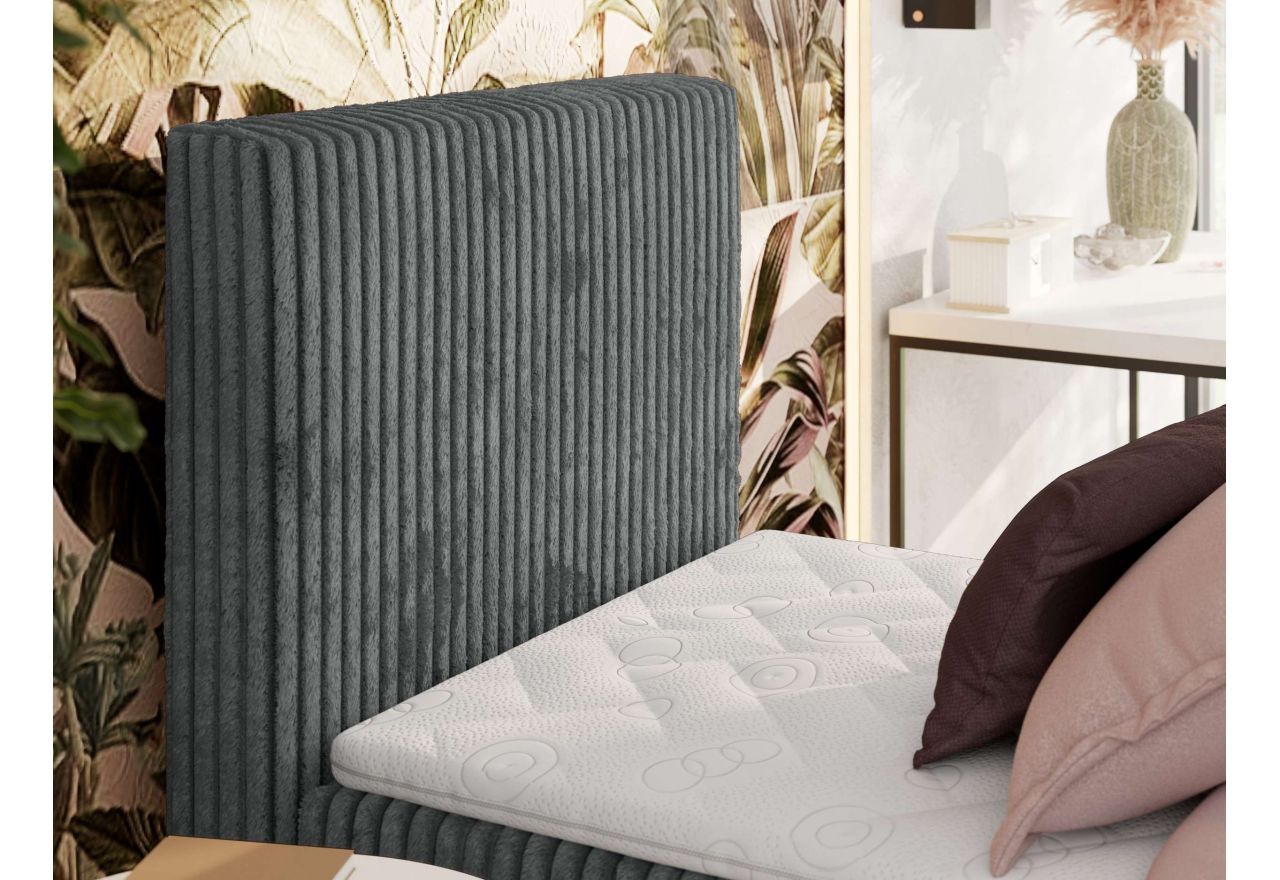 Łóżko kontynentalne TILIANO 90x200 - H4 - ciemnoszary, sztruks - strona lewa - topper T25