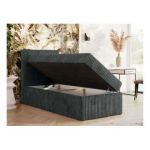 Łóżko kontynentalne TILIANO 90x200 - H4 - ciemnoszary, sztruks - strona lewa - topper T25