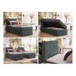 Łóżko kontynentalne TILIANO 90x200 - H4 - ciemnoszary, sztruks - strona lewa - topper T25