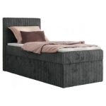 Łóżko kontynentalne TILIANO 90x200 - H4 - ciemnoszary, sztruks - strona lewa - topper T25