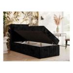 Łóżko kontynentalne TILIANO 90x200 - H4 - czarny, sztruks - strona lewa - topper T25