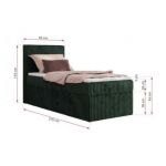 Łóżko kontynentalne TILIANO 90x200 - H4 - ciemnozielony, sztruks - strona prawa - topper T25
