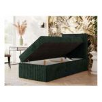 Łóżko kontynentalne TILIANO 90x200 - H4 - ciemnozielony, sztruks - strona prawa - topper T25