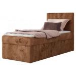 Łóżko kontynentalne TILIANO 90x200 - H4 - pomarańczowy, sztruks - strona prawa - topper T25