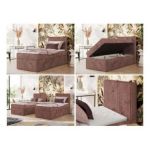 Łóżko kontynentalne TILIANO 90x200 - H4 - różowy, sztruks - strona prawa - topper T25