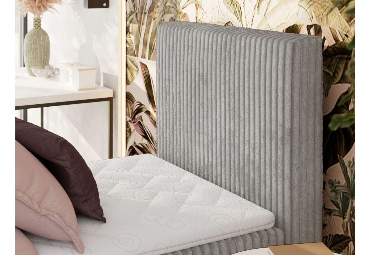 Łóżko kontynentalne TILIANO 90x200 - H4 - jasnoszary, sztruks - strona prawa - topper T25