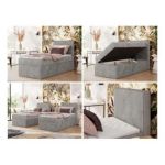 Łóżko kontynentalne TILIANO 90x200 - H4 - jasnoszary, sztruks - strona prawa - topper T25