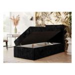 Łóżko kontynentalne TILIANO 90x200 - H4 - czarny, sztruks - strona prawa - topper T25