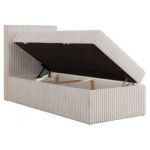 Łóżko kontynentalne TILIANO 90x200 - H3 - beżowy, sztruks - strona lewa - topper Visco