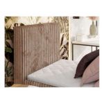 Łóżko kontynentalne TILIANO 90x200 - H3 - brązowy, sztruks - strona lewa - topper Visco