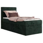 Łóżko kontynentalne TILIANO 90x200 - H3 - ciemnozielony, sztruks - strona lewa - topper Visco