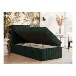 Łóżko kontynentalne TILIANO 90x200 - H3 - ciemnozielony, sztruks - strona lewa - topper Visco