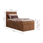 Łóżko kontynentalne TILIANO 90x200 - H3 - pomarańczowy, sztruks - strona lewa - topper Visco