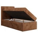 Łóżko kontynentalne TILIANO 90x200 - H3 - pomarańczowy, sztruks - strona lewa - topper Visco