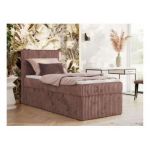 Łóżko kontynentalne TILIANO 90x200 - H3 - różowy, sztruks - strona lewa - topper Visco