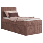 Łóżko kontynentalne TILIANO 90x200 - H3 - różowy, sztruks - strona lewa - topper Visco