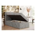 Łóżko kontynentalne TILIANO 90x200 - H3 - jasnoszary, sztruks - strona lewa - topper Visco