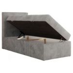 Łóżko kontynentalne TILIANO 90x200 - H3 - jasnoszary, sztruks - strona lewa - topper Visco