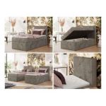 Łóżko kontynentalne TILIANO 90x200 - H3 - jasnobrązowy, sztruks - strona prawa - topper Visco